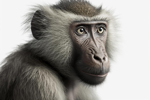 Close up of Baboon with white background very high quality Generative AI AIG16