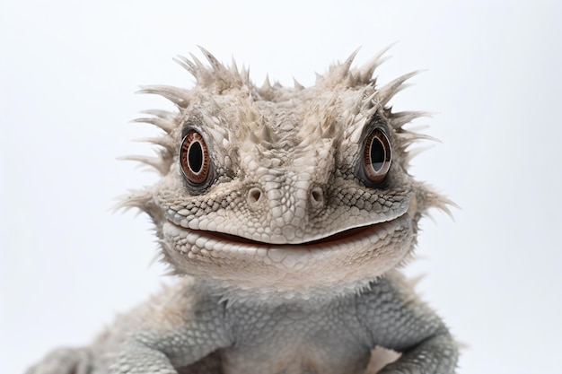 A close up of a baby dragon face