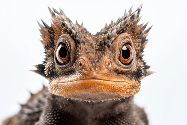 A close up of a baby dragon face