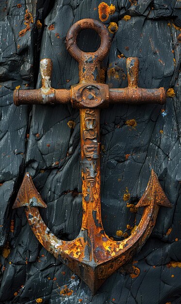 Photo close up background of ship anchor with rust detail as vintage element generate ai