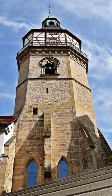 close up of the Backnang City Tower