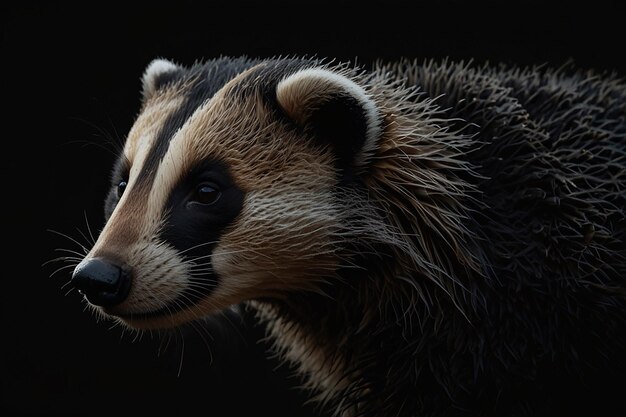 Photo a close up of a badger with a black background