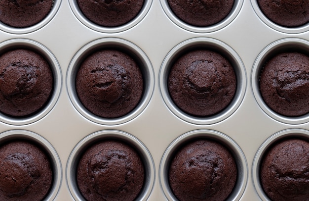 Close-up baked chocolate muffins