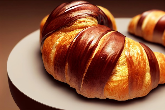 Close up bakery of delicious croissant generative art by AI