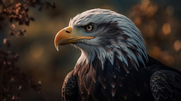 A close up of a bald eagle's head