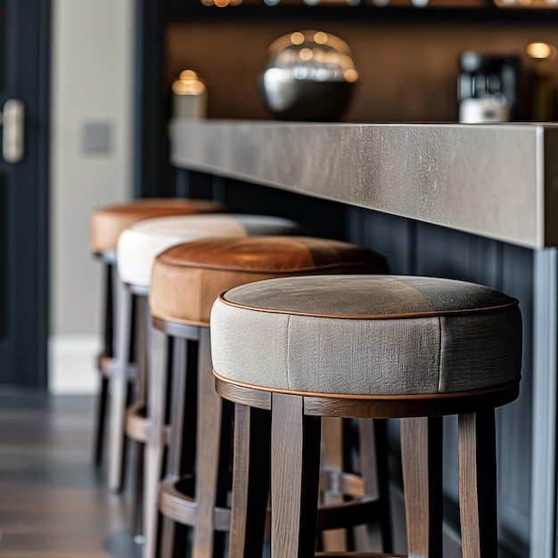 Photo a close up of a bar with stools and a counter