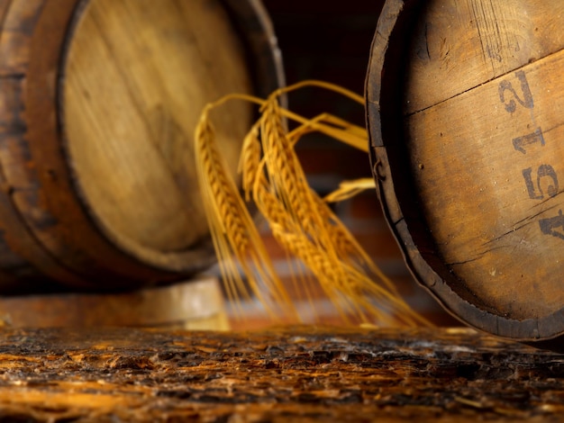 Photo close-up of barrels on floor