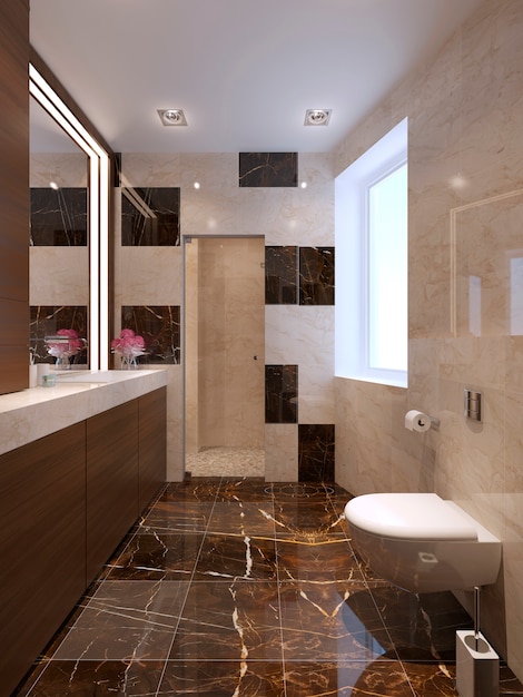 Close-up of the bathroom in modern style