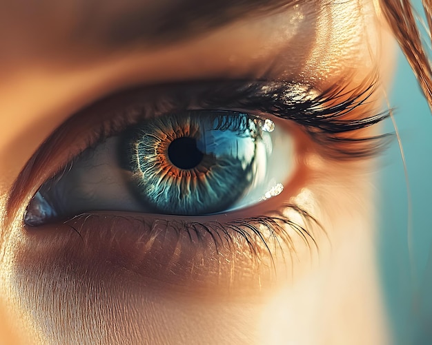 Close Up Of A Beautiful Blue Eye With Golden Highlights