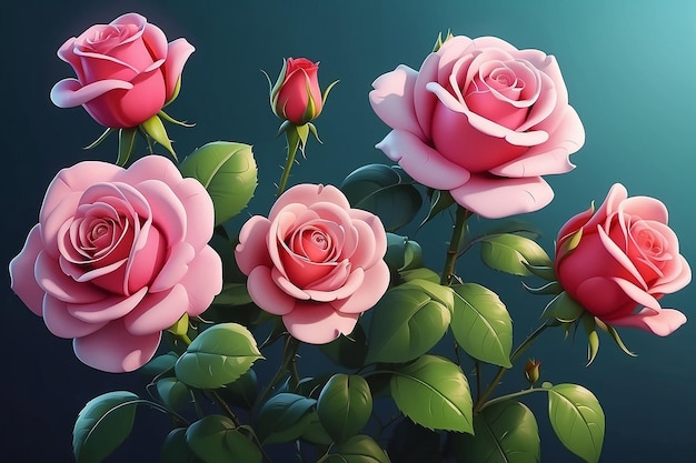 Close up on beautiful cartoon roses