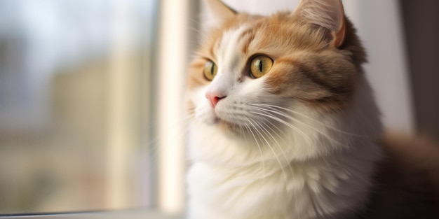 close up beautiful cat in the livingroom