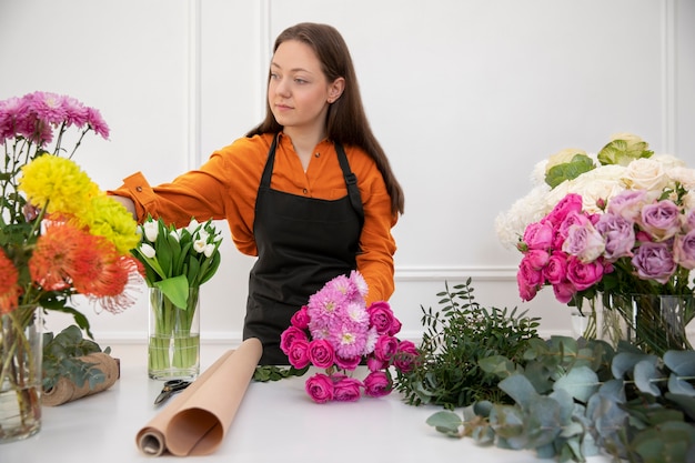 Close up on beautiful florist woman