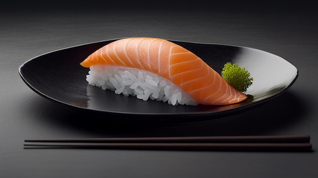 Close up of a beautiful nigiri sushi on a dark background Generative AI