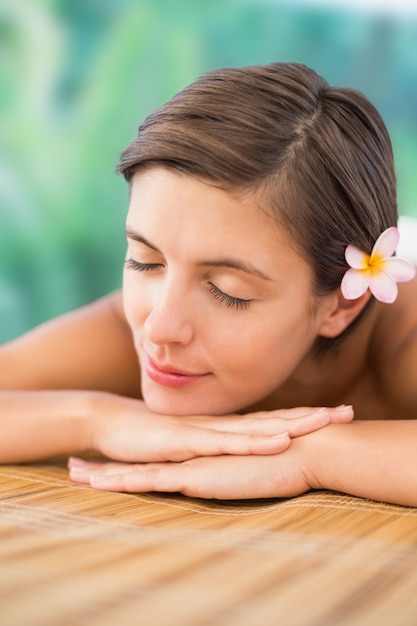 Close up of beautiful woman on massage table