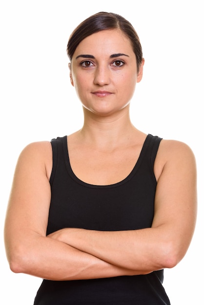 Close up of beautiful woman with arms crossed