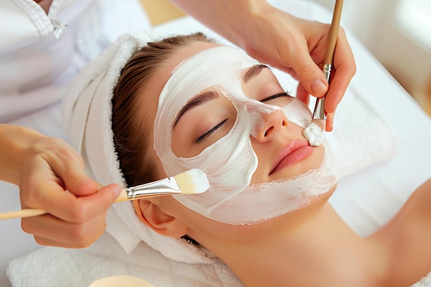 close up beautiful young asian woman lying relaxing in the spa salon massage health and body care concept