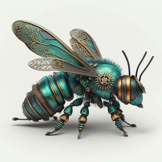 A close up of a bee with a clock on its body generative ai