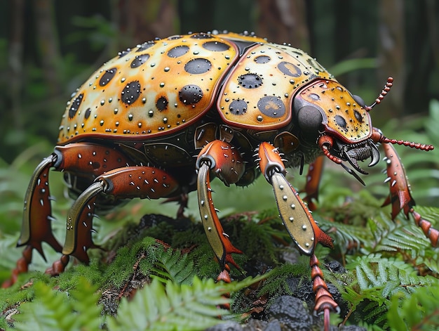 a close up of a beetle with the word  the  u  on the side