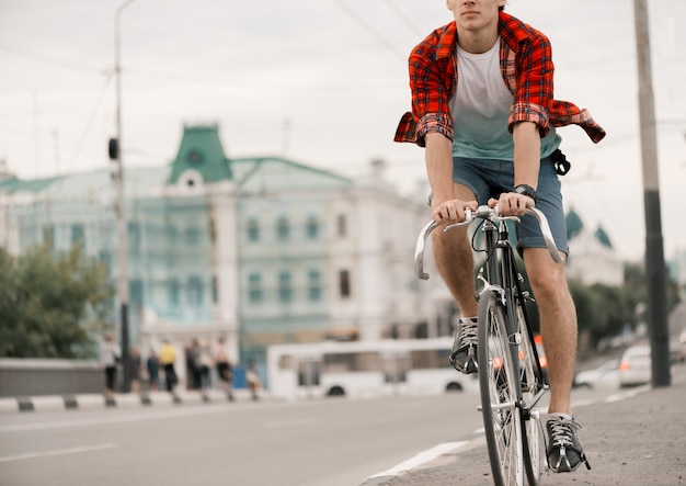 Close up on bike in the city