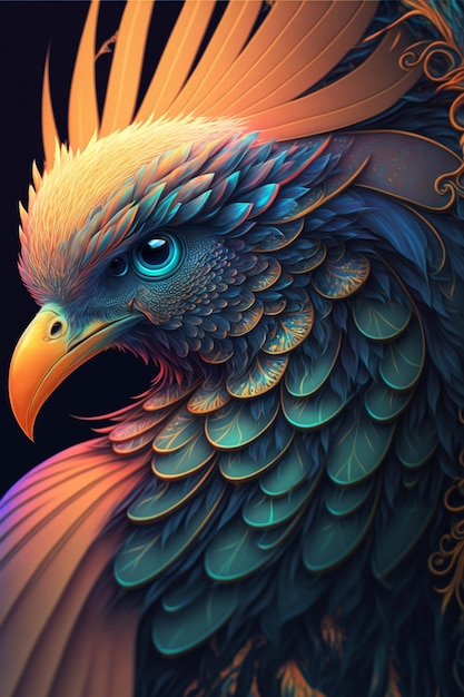 Close up of a bird of prey generative ai