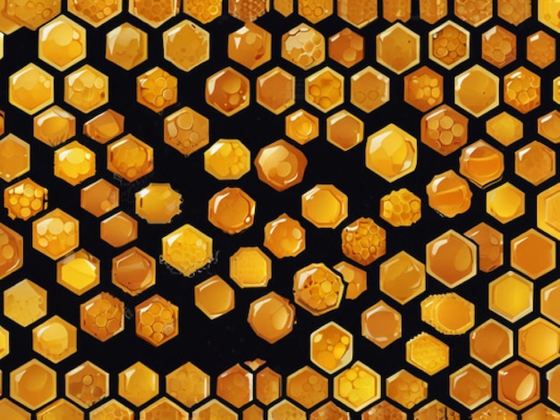 Photo a close up of a black background with orange and yellow honeycomb