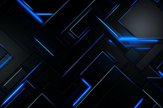 a close up of a black and blue abstract background with lines generative ai