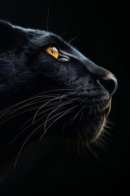 Close up of black cat with yellow eyes