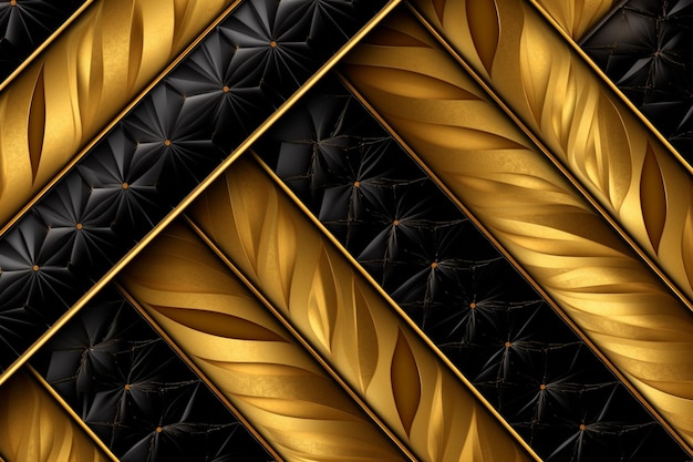 A close up of a black and gold background with a pattern generative ai