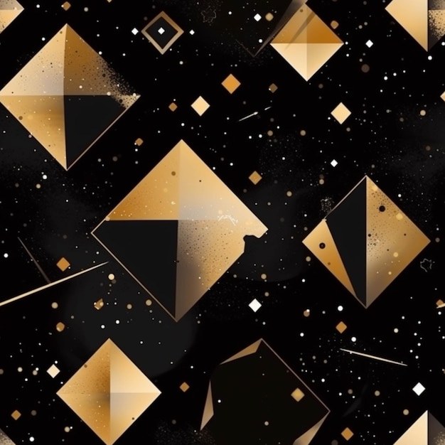 A close up of a black and gold background with squares generative ai