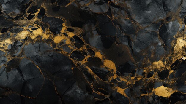 Close Up of Black and Gold Marble