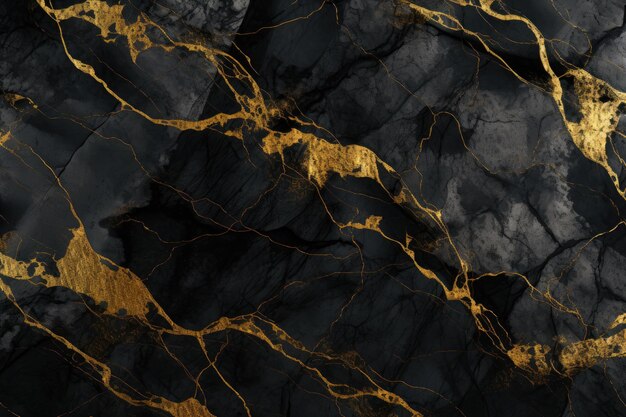 Close Up of Black and Gold Marble