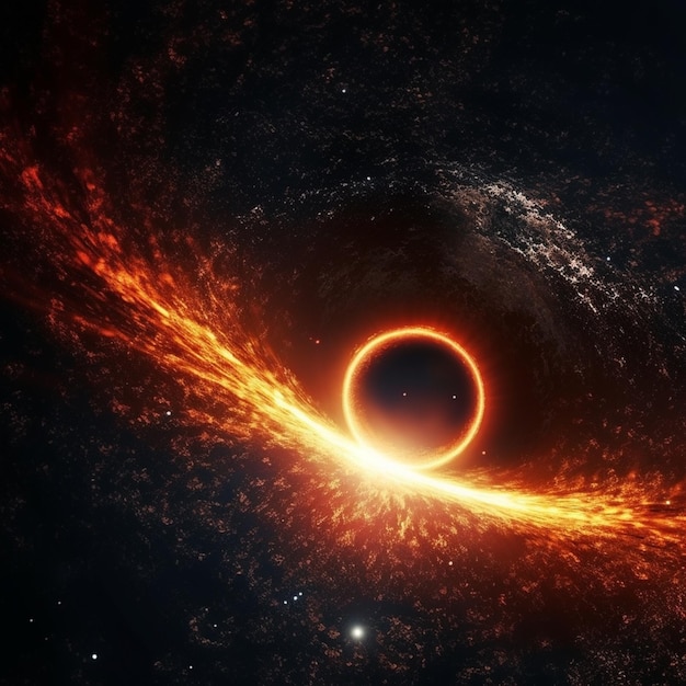 a close up of a black hole with a bright orange ring generative ai