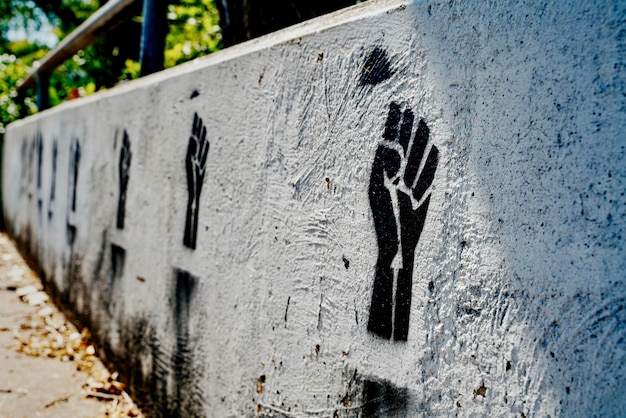 Close-up of black lives matters graffiti on wall