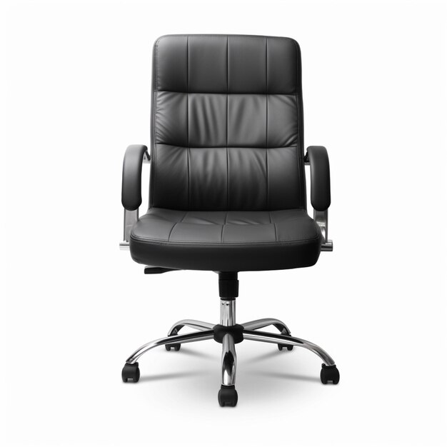 a close up of a black office chair on a white background generative ai