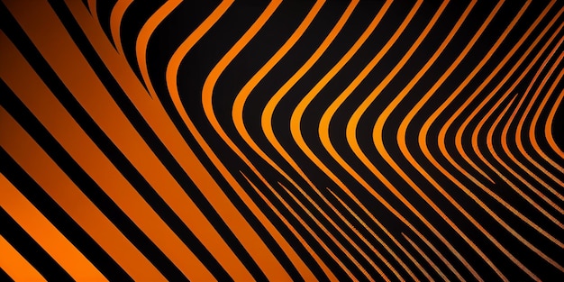 Close up of black and orange striped pattern on background generative ai