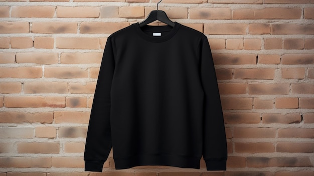 A close up of a black sweatshirt hanging on a brick wall generative ai