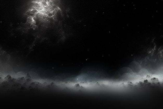 a close up of a black and white photo of a night sky generative ai