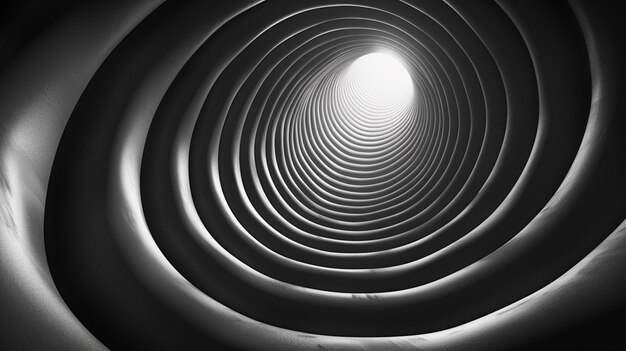 a close up of a black and white photo of a spiral tunnel generative ai