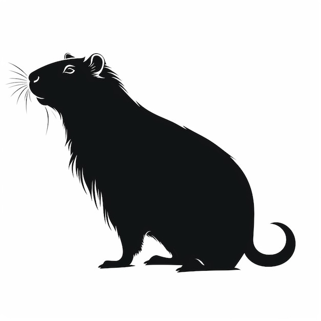 a close up of a black and white silhouette of a rodent generative ai