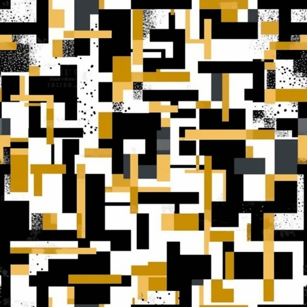 A close up of a black and white and yellow pattern generative ai