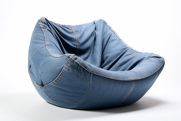 a close up of a blue bean bag chair on a white surface generative ai