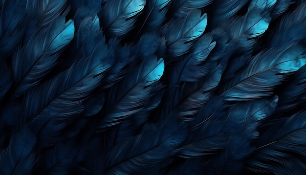 A close up of a blue bird's feathers