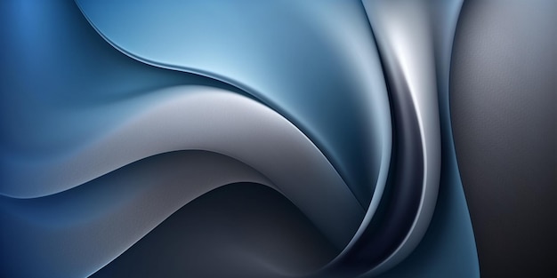 Close up of blue and black abstract background with curved curve generative ai