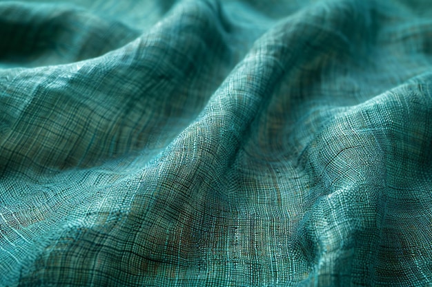 a close up of a blue blanket with a green background