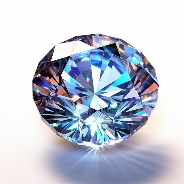 a close up of a blue diamond on a white surface generative ai