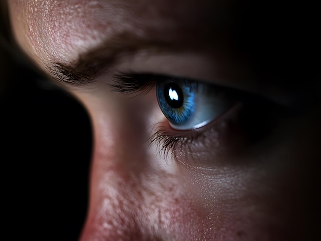 Close Up of a Blue Eye Looking Directly into the Camera