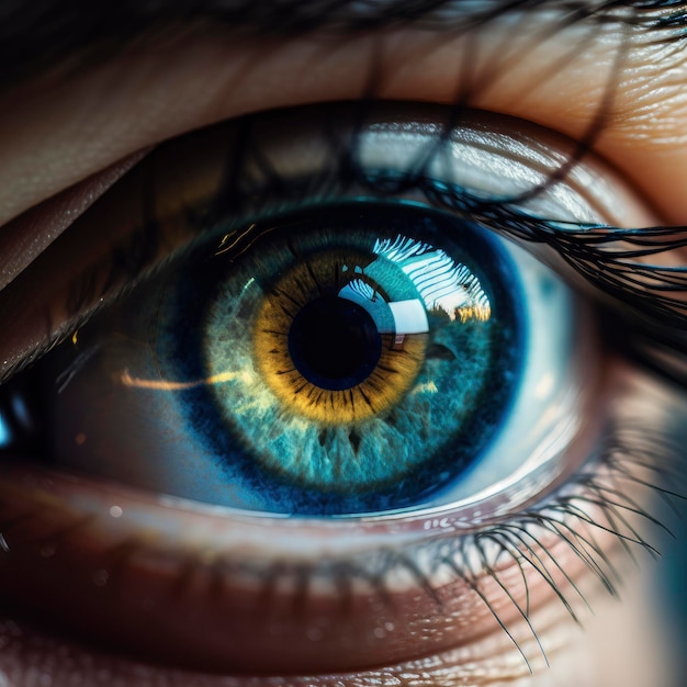 A close up of a blue eye