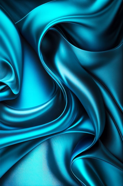 Close up of blue fabric with wavy design on the bottom Generative AI