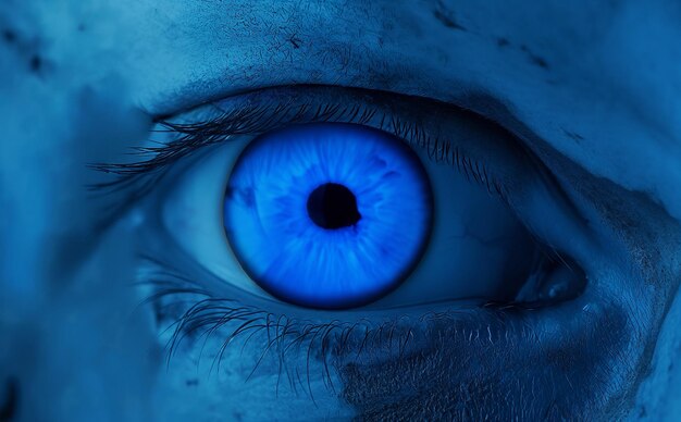 Close up of blue female eye Vision concept 3D Rendering