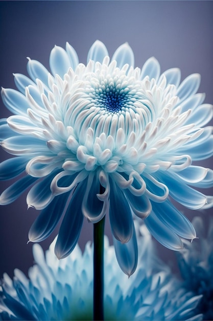 Close up of a blue flower in a vase generative ai